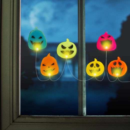 Halloween LED-raamdecoratie met pompoenen 85 cm