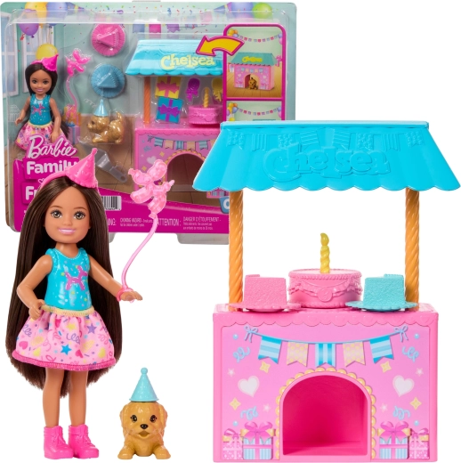 Mattel Barbie Club Chelsea verjaardagsverrassing – set met pop, hondje en accessoires