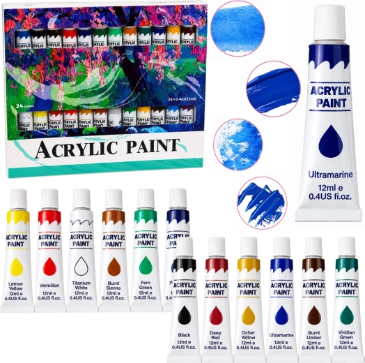 Set acrylverf – 24 kleuren 12 ml