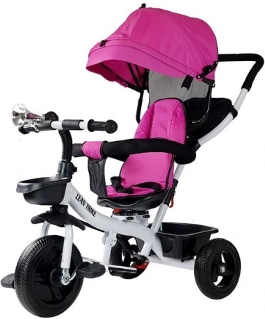 Kinderdriewieler met roze kap