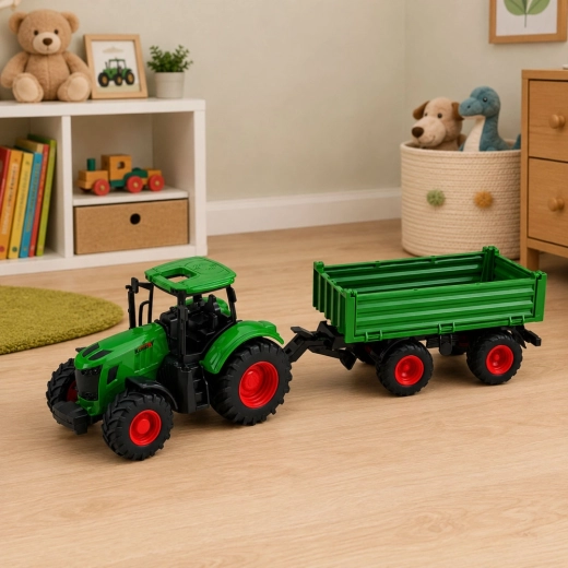 Tractor met aanhanger voor realistisch boerderijspel