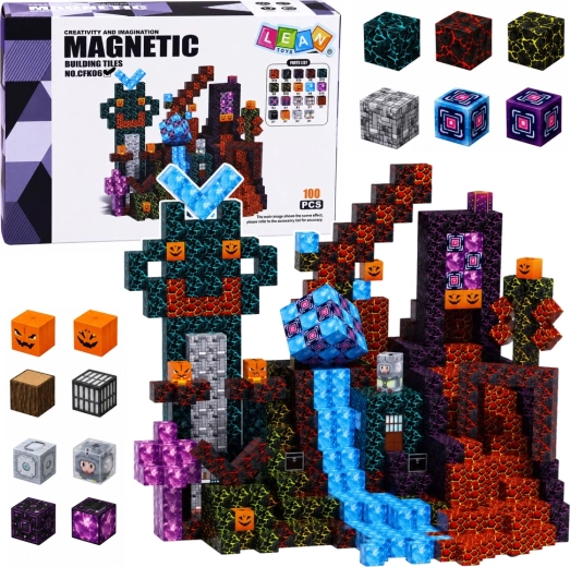 Magnetische pixelblokken 3D Donkere wereld 100 delen STEM