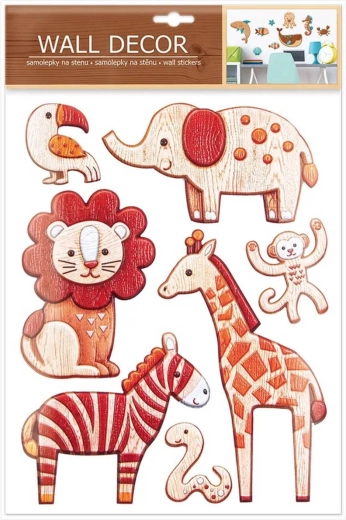 Zelfklevende muurstickers safari-diertjes 7 stuks