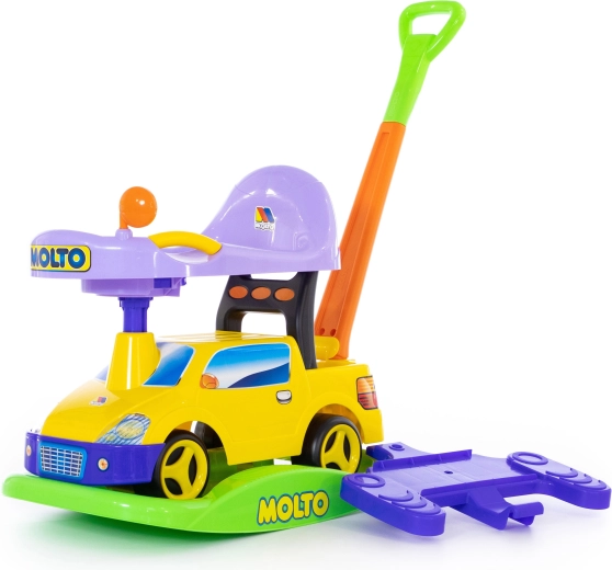 Loopfiets en hobbelauto voor kinderen met duwstang