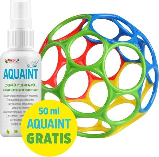 Oball Rattle rammelaar 10 cm blauw + Aquaint ecologisch reinigingswater 50 ml