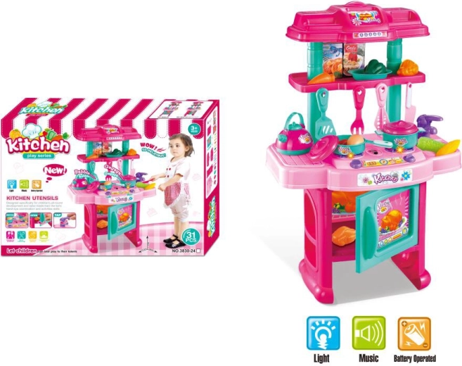 Kinderkeukentje met licht en geluid, 31 delen