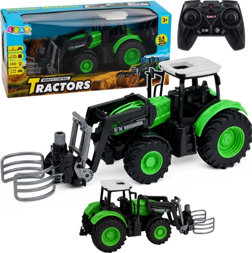 RC-tractor op afstand met balenklem 1:24 groen-zwart