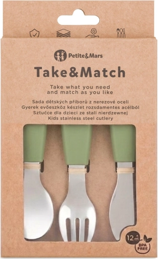 Petite&Mars set kinderbestek van roestvrij staal Take&Match sweet pea 12m+