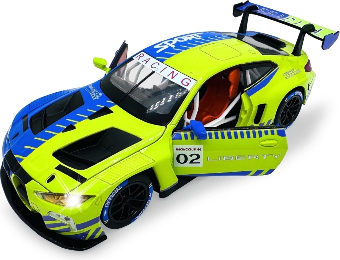 Metalen model BMW M4 GT3 op schaal 1:24 met licht en geluid