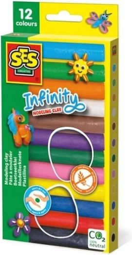 SES Plastelina Infinity 12 kleuren 180 g