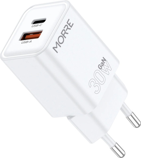 GaN-oplaadadapter van 30 W met USB-C en USB-A
