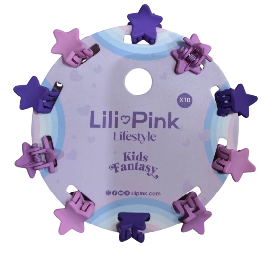 PINK set mini haarklemmetjes ster paars en roze (10 stuks)
