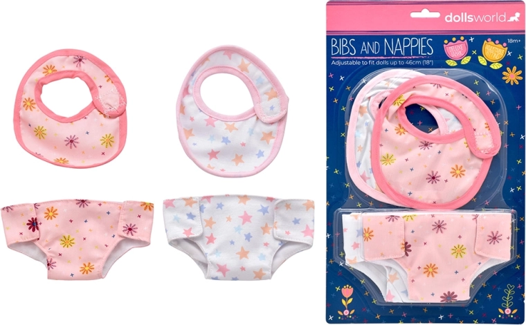 Dolls World slabbetjes en luiers voor poppen 46 cm