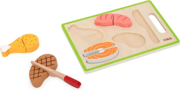 Viga houten set voor het snijden van vlees
