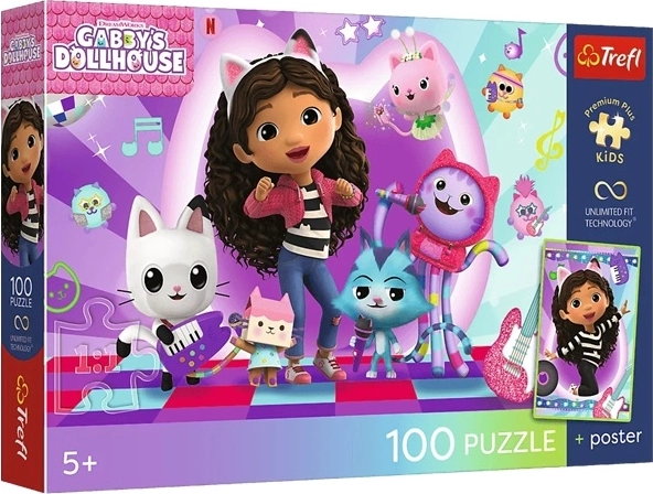 Premium puzzel pro voor kinderen Gabby's Poppenhuis: Kleurrijke kattenwereld (100 stukjes)