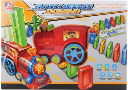 Bouw-domino trein met licht en geluid