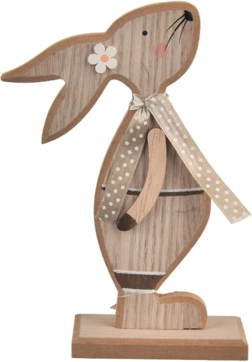 Houten decoratie haas Kiss grijsbruin 16 cm