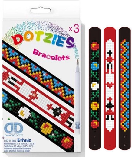 Etnische armbanden met diamantmozaïek – set van 3