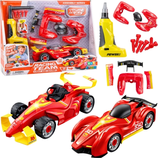 Tuningset voor raceauto om zelf te schroeven met accuschroevendraaier en verlichting