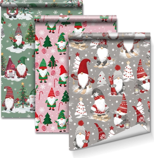 Cadeaupapier met 3 patronen, 70 × 150 cm
