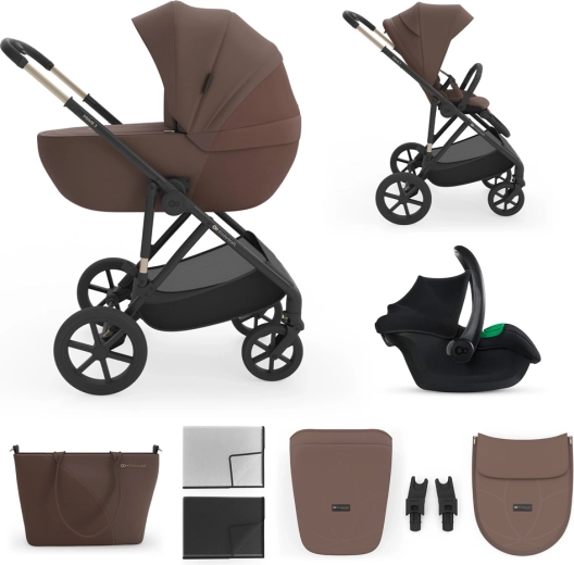 Gecombineerde kinderwagen 3-in-1 Kinderkraft Prime 3 velvet mocca