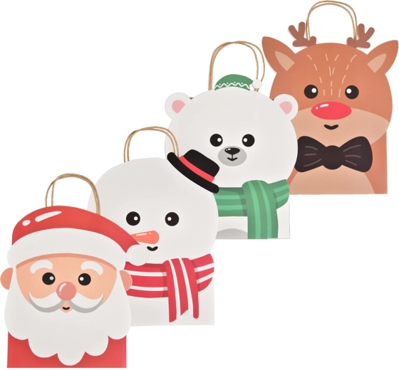 Papieren kerstcadeautas voor kinderen 18 × 10 × 23 cm (4 motieven)