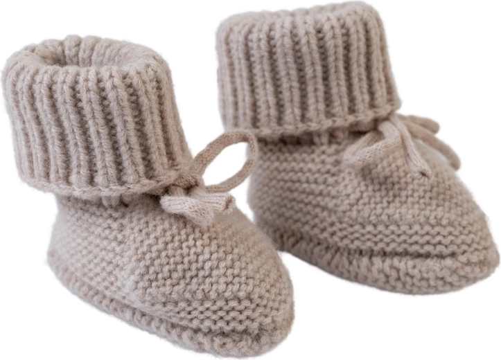 Lodger merino slofjes beige 0–6 maanden