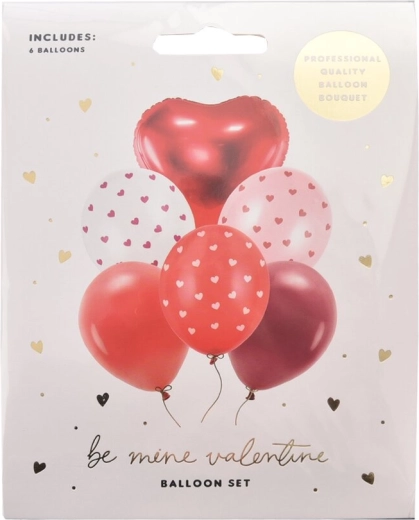 Set valentijnsballonnen (mix latex en folie) 6 stuks