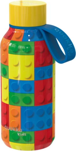 RVS thermofles Quokka Kids solid color bricks met draaglus, 330 ml