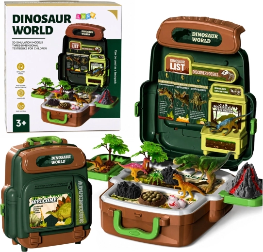 Dinosaurussenwereld – draagbare rugzak-koffer met figuren en educatieve kaarten (30 stuks)