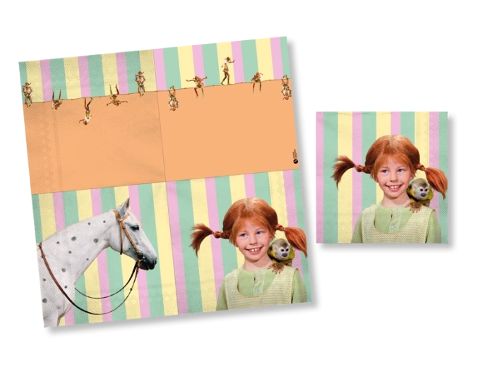 Pippi Langstrumpf papieren servetten 33 × 33 cm - 1 verpakking