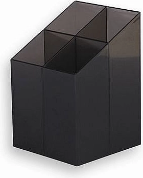 Kunststof pennenhouder ICO, 4-delig, rooktransparant