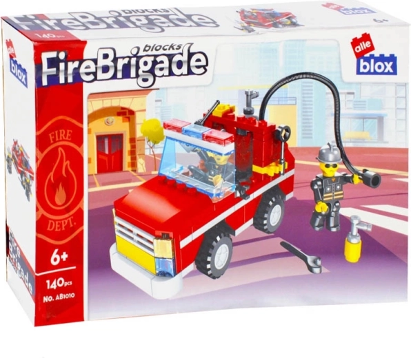 Bouwset brandweerunit – brandweerauto met slang en figuurtjes