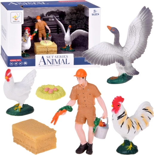 Boerderijfiguurtjesset met boer en vogels