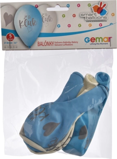 Latex ballonnen ‘Het is een jongen’ blauw-wit 30 cm (5 stuks)