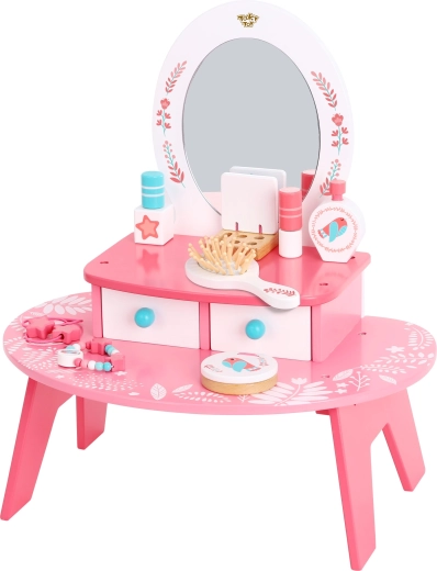 Houten roze kaptafel met spiegel TOOKY TOY