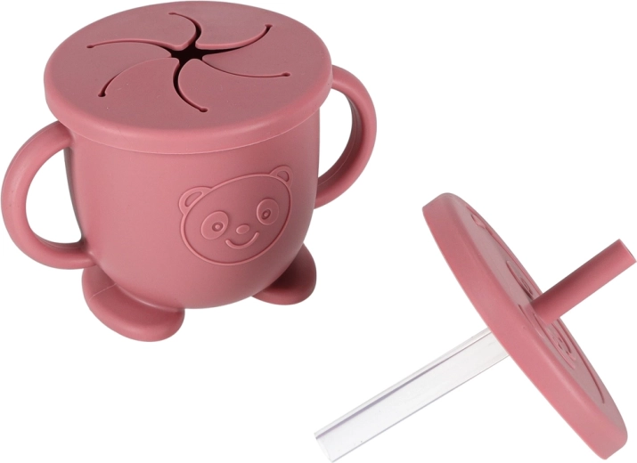 Beker met twee deksels