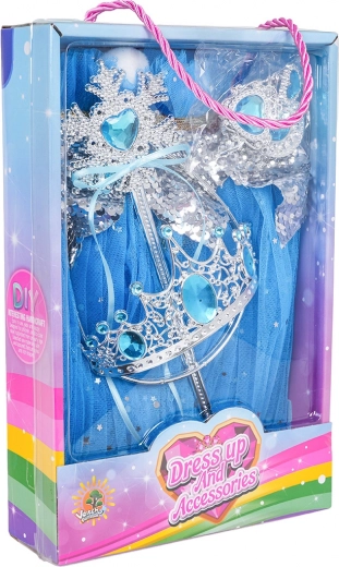 Set voor kleine prinsessen met blauwe rok en accessoires