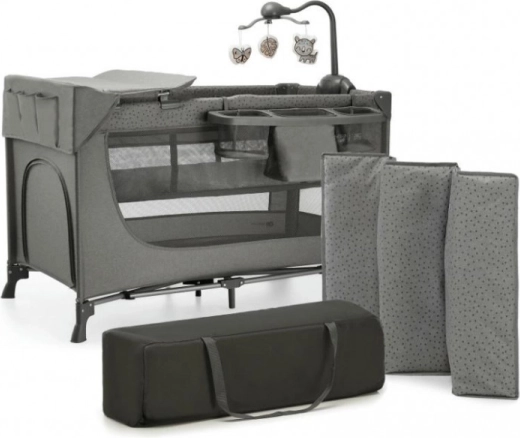 Reisbedje JOY 2 dark grey met accessoires