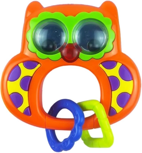 Baby Mix rammelaar met geluid uiltje oranje