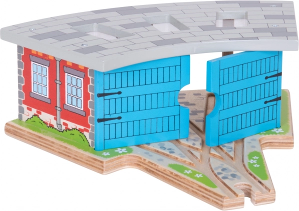 Bigjigs Rail driedepot met deuren voor houten treinbanen