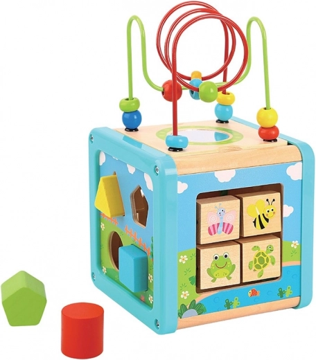 Houten kubus met doolhof BABU