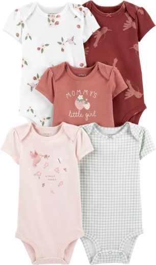 Carter's baby overslagromper met korte mouwen Hummingbird voor meisjes, 5 stuks, maat 56 (NB)