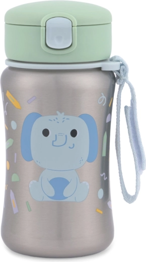 Skip Hop roestvrijstalen drinkfles met rietje Besties Squad olifant 350 ml (12m+)