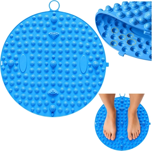 Ronde acupressuur massagepad voor voeten met noppen blauw 33 cm - 1 stuk