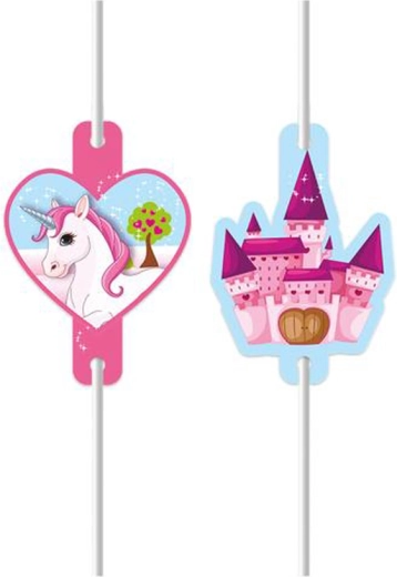 Papieren rietjes Eenhoorn, 4 stuks