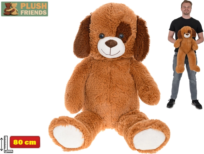 Plush Friends grote pluchen hond 80 cm donkerbruin