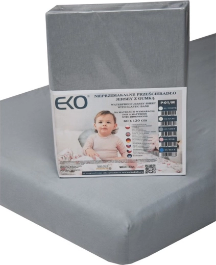 Eco waterdicht hoeslaken met elastiek jersey grijs 120 × 60 cm