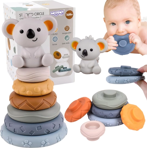 Woopie Baby educatieve piramide en bijtring Koala 2-in-1