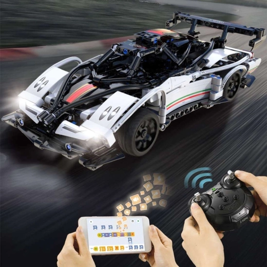 Bouwset CaDA RC raceauto Z-Wind, wit, 457 stukjes, Dual Mode